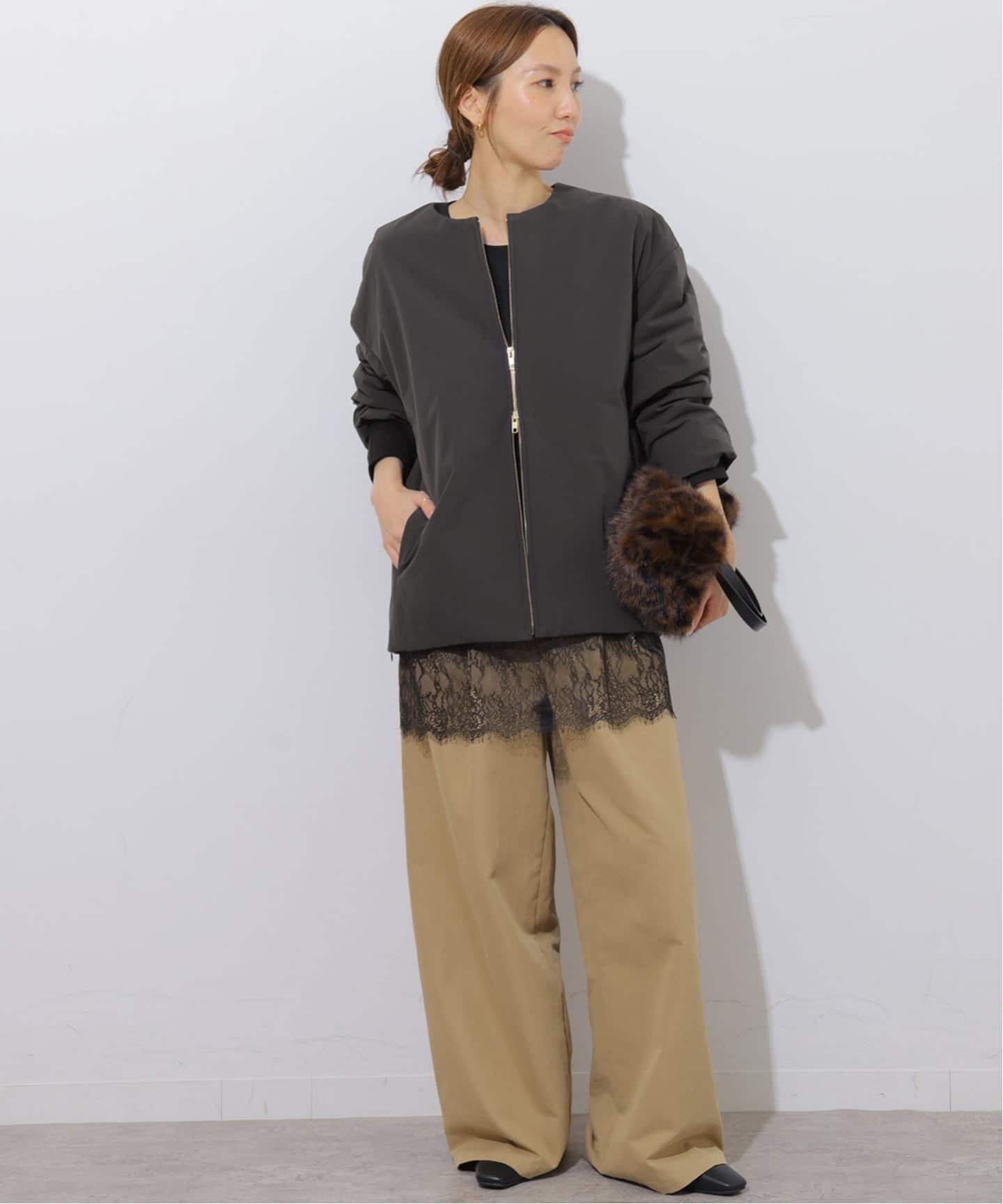 JOURNAL STANDARD relume 《WEB限定追加予約》レースヘムロンT ジャーナル スタンダード レリューム トップス カットソー・Tシャツ ホワイト ブラック
