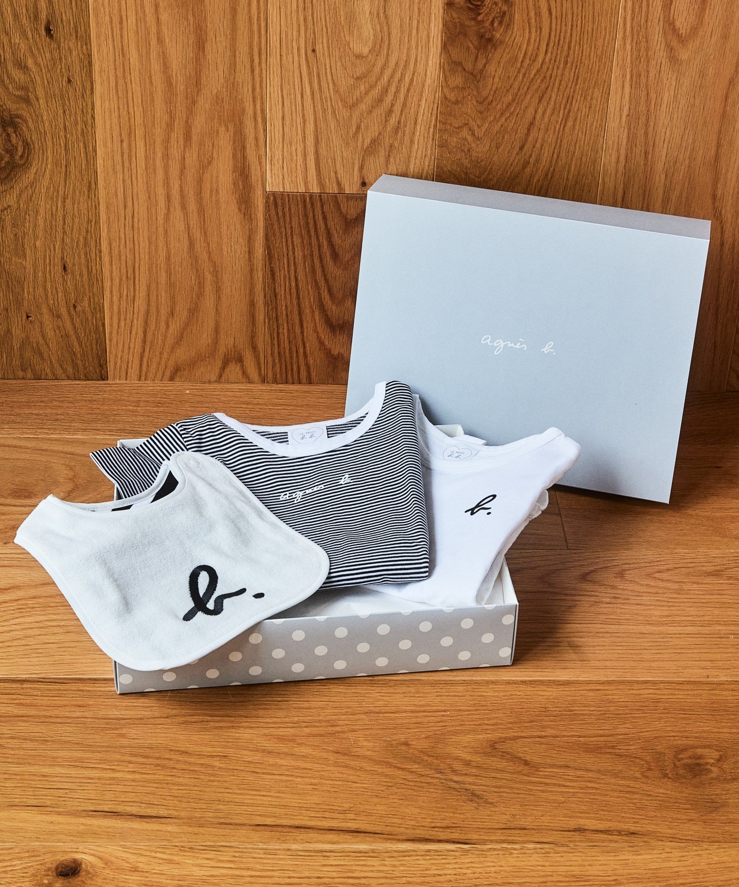 agnes b. ENFANT AC31 L GIFT SET ベビーギフト3点セット ボディ2枚組 スタイ アニエスベー マタニティウェア・ベビー用品 ベビーギフ..