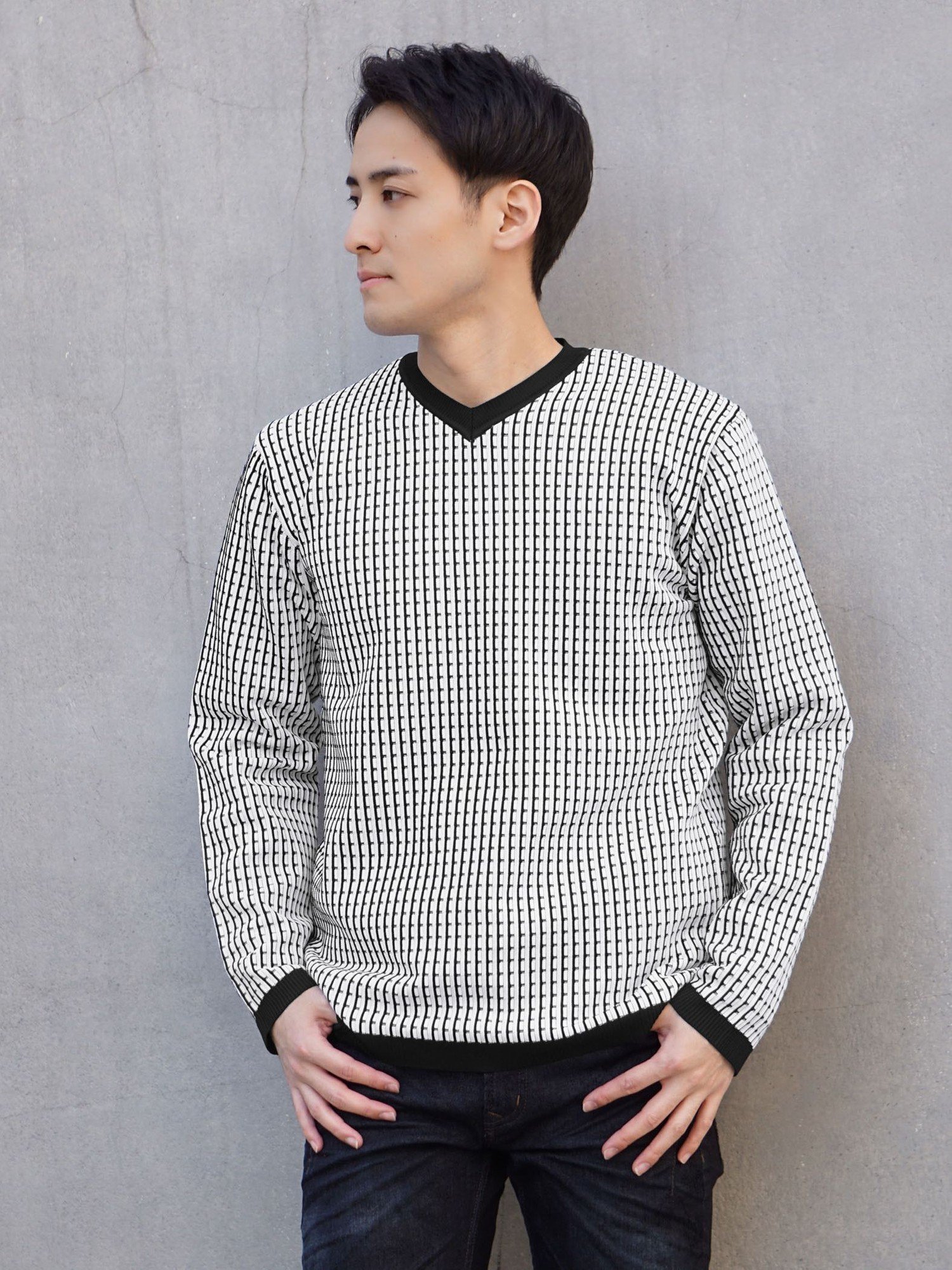 【SALE／70%OFF】HIDEAWAYS NICOLE ピンタックJQチェックVネックニット ニコル トップス ニット ブラッ..