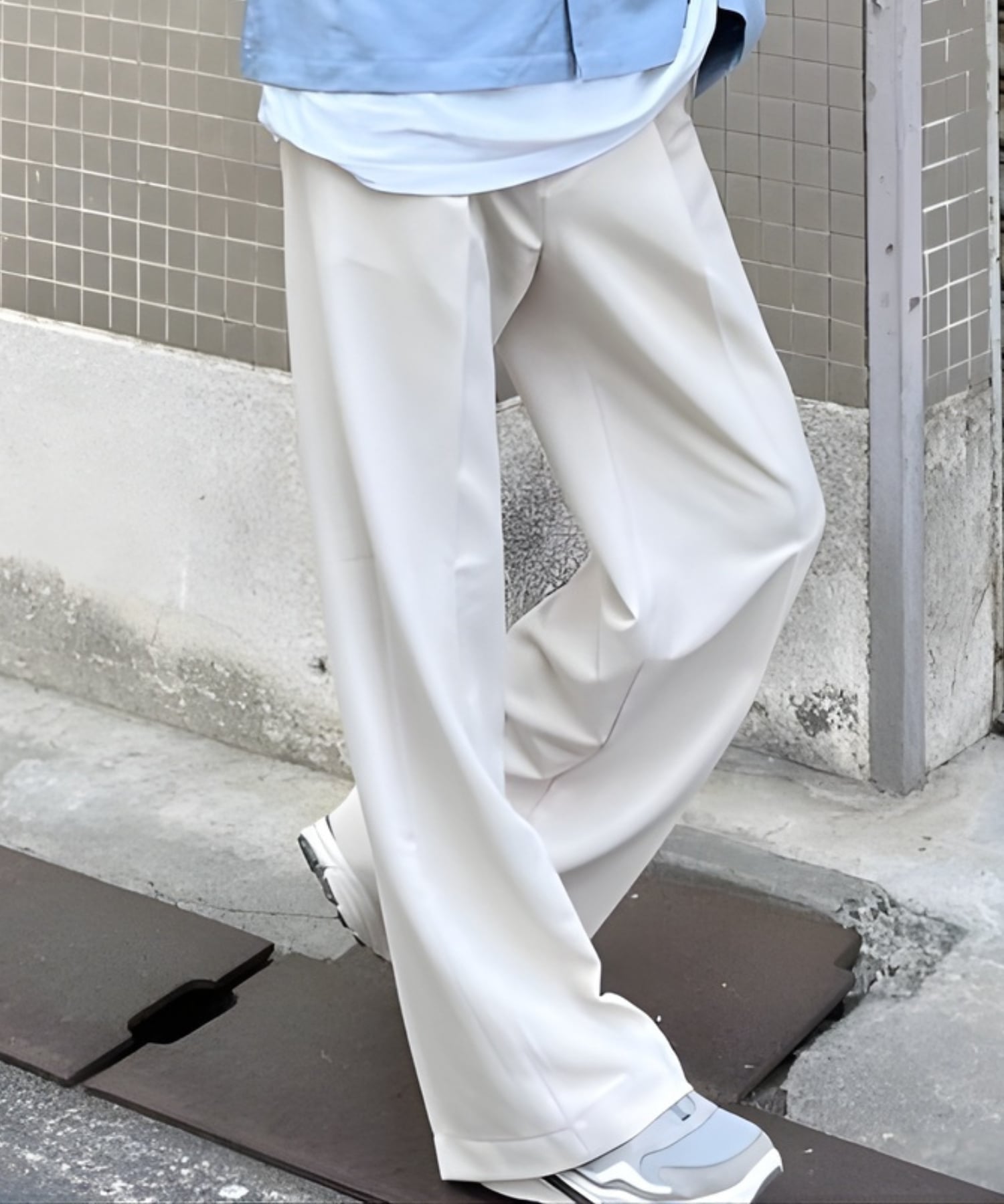 + 【Chikashitsu +】simple slacks / スラックス ストレートパンツ ネバーマインドザエックスユー／チカシツプラス パンツ スラックス・ドレスパンツ ホワイト ブラウン ブラック