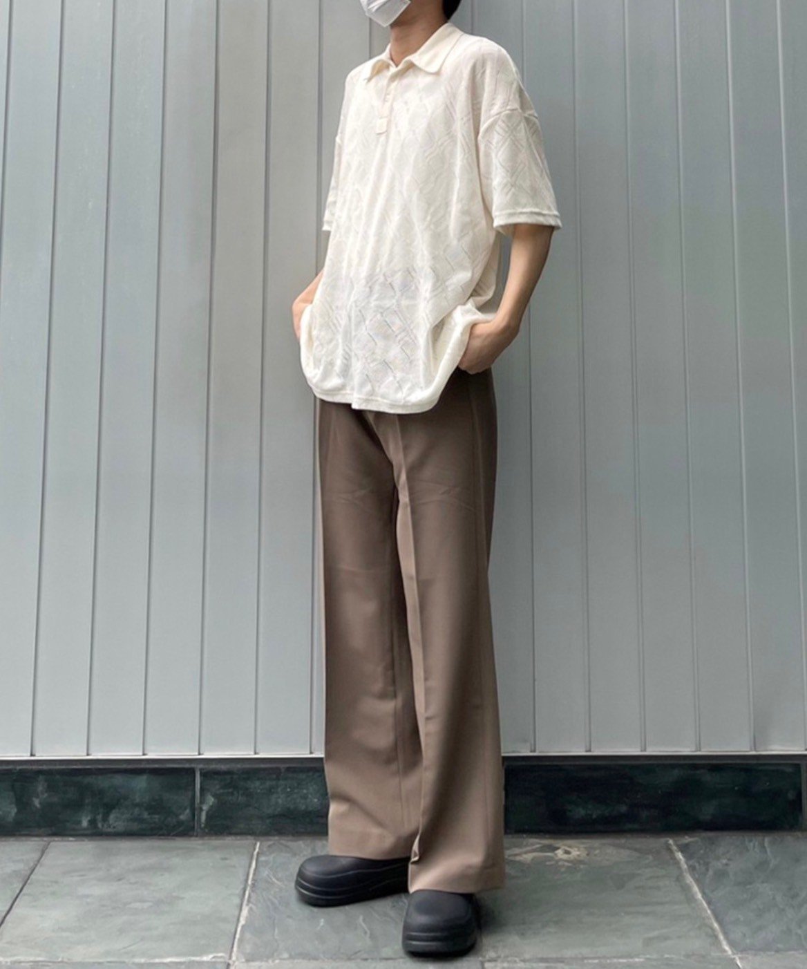 + 【Chikashitsu +】simple slacks / スラックス ストレートパンツ ネバーマインドザエックスユー／チカシツプラス パンツ スラックス・ドレスパンツ ホワイト ブラウン ブラック
