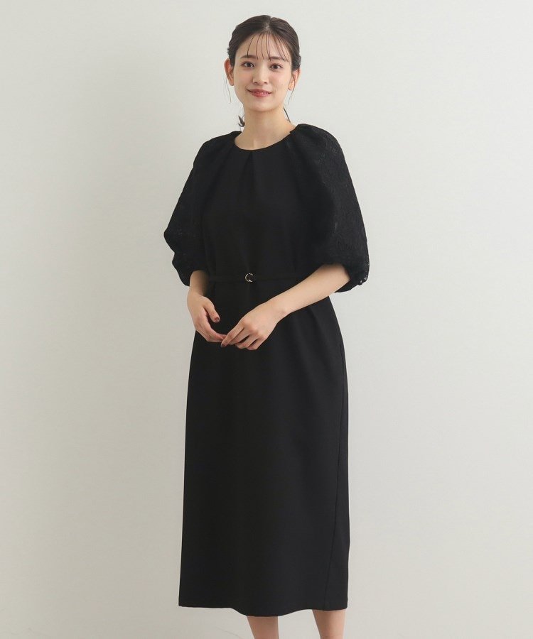 袖レース／フォーマル・セレモニー対応可】ストレートワンピース