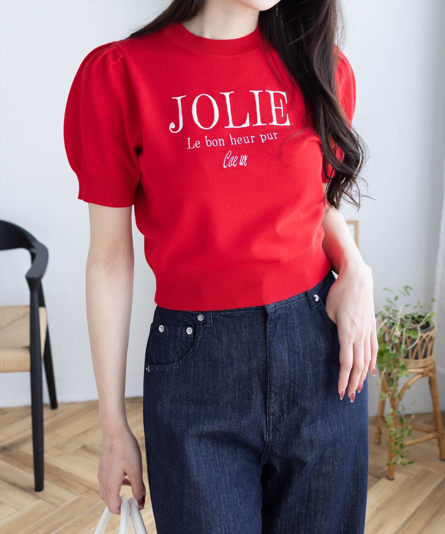 【SALE／32%OFF】clear ロゴ刺繍半袖ニットトップス クリア トップス ニット グレー ブラック
