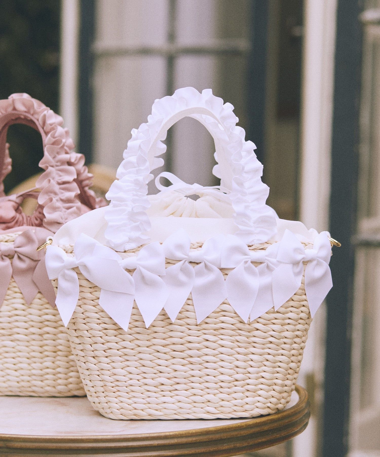 新品　FLEUR かごバッグ メゾン ド フルール Maison de FLEUR メイズフリルハンドルリボンSカゴ
