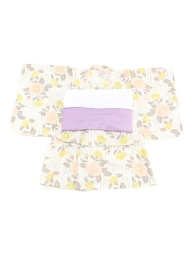 【SALE/40%OFF】petit main レトロ花柄浴衣 ナルミヤオンライン ビジネス/フォーマル 着物/浴衣 ピンク ホワイト