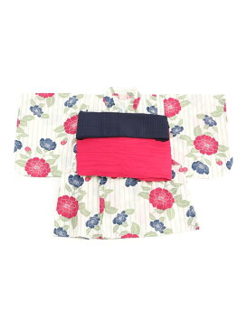 【SALE/40%OFF】petit main レトロ花柄浴衣 ナルミヤオンライン ビジネス/フォーマル 着物/浴衣 ピンク ホワイト