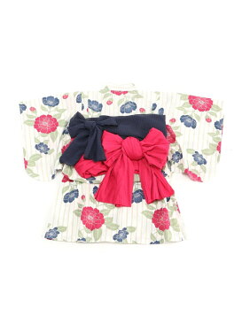 【SALE/40%OFF】petit main レトロ花柄浴衣 ナルミヤオンライン ビジネス/フォーマル 着物/浴衣 ピンク ホワイト