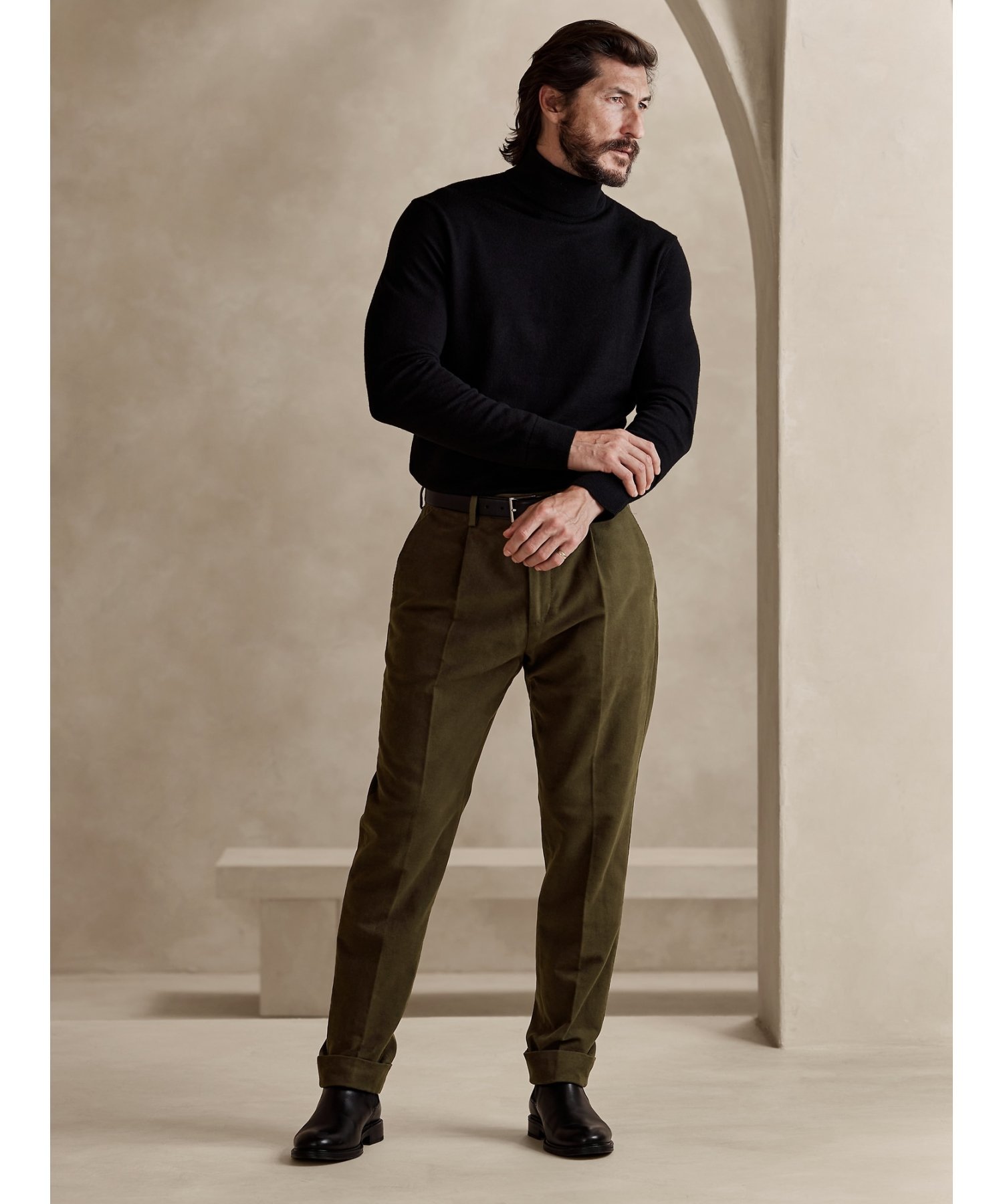 BANANA REPUBLIC (M)Ramiro イタリアアンモールスキン スーツパンツ バナナ・リパブリック パンツ その他のパンツ カーキ【送料無料】のサムネイル