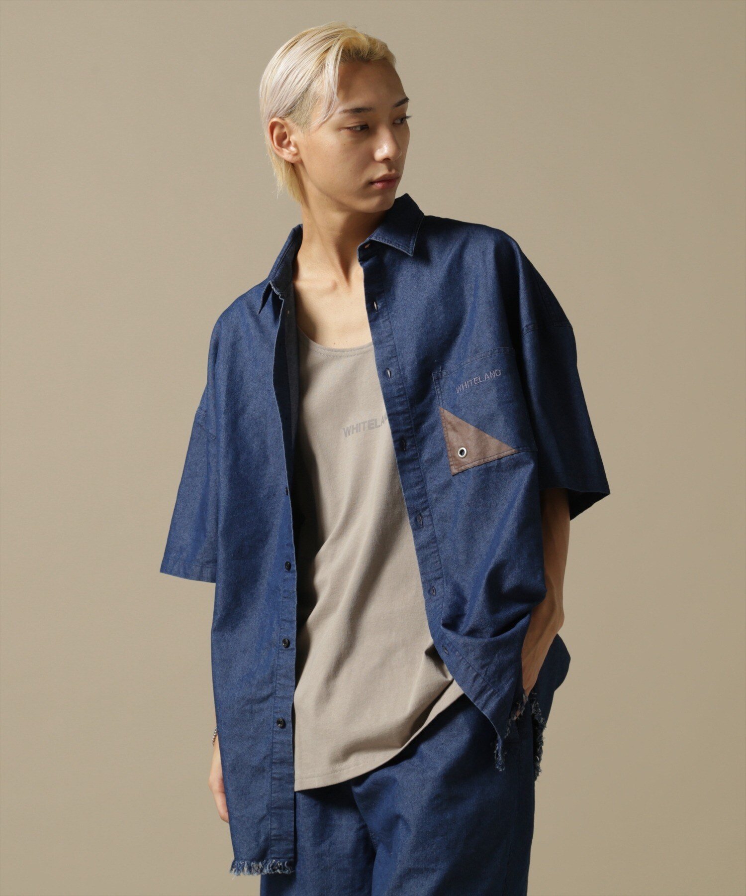 LHP WHITELAND/OWL/DENIM S/S SHIRT エルエイチピー トップス シャツ・ブラウス ブルー ブラック