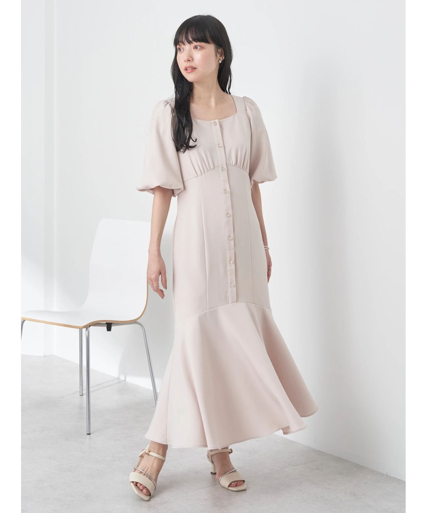 楽天Rakuten Fashion【SALE／66％OFF】earth music&ecology フロントボタン裾フレアワンピース アースミュージック&エコロジー ワンピース・ドレス ワンピース ベージュ グリーン