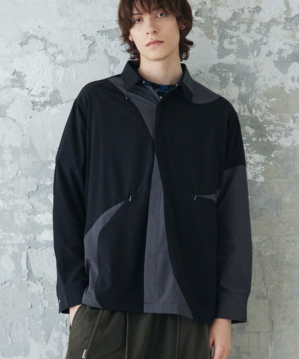 rehacer rehacer:Panel Tech Shirt Jacket レアセル ジャケット・アウター ナイロンジャケット ネイビー カーキグリーン ブラック