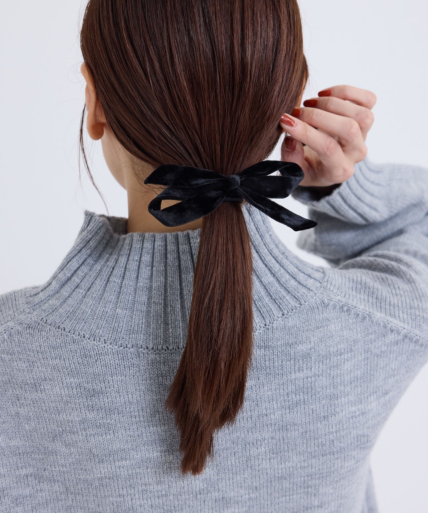 【SALE／50%OFF】ROPE' PICNIC PASSAGE ベロアリボンポニー ロペピクニック ヘアアクセサリー ヘアゴム ブラック ホワイト