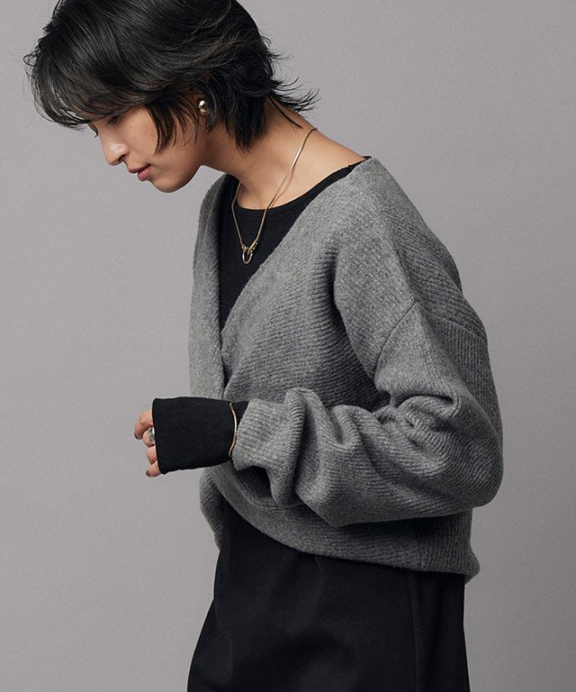 RASW [RASW] カシュクールニット ピエロ トップス ニット グレー