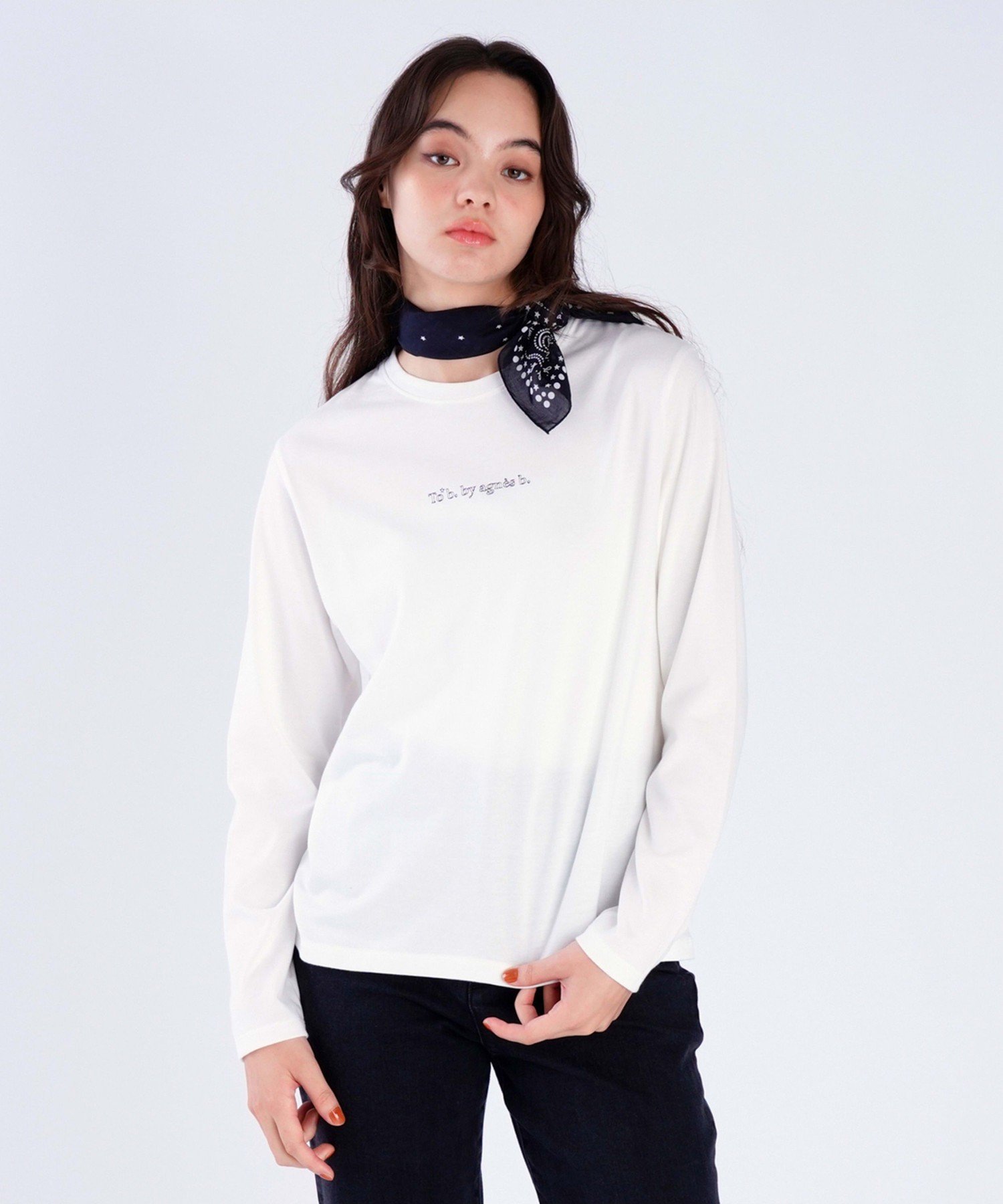 To b. by agnes b. コットン ロングスリーブ Tシャツ アニエスベー トップス カットソー・Tシャツ ホワイト【送料無料】