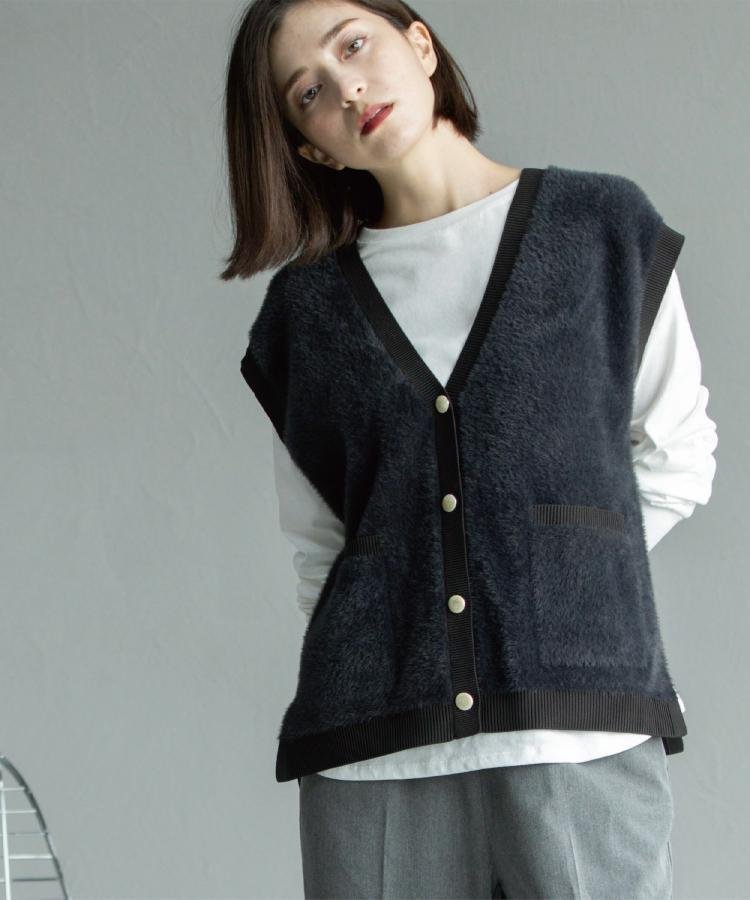【SALE／20%OFF】OPAQUE.CLIP フェザーヤーンニットベスト【洗濯機OK/抗ピル】 オペークドットクリップ..