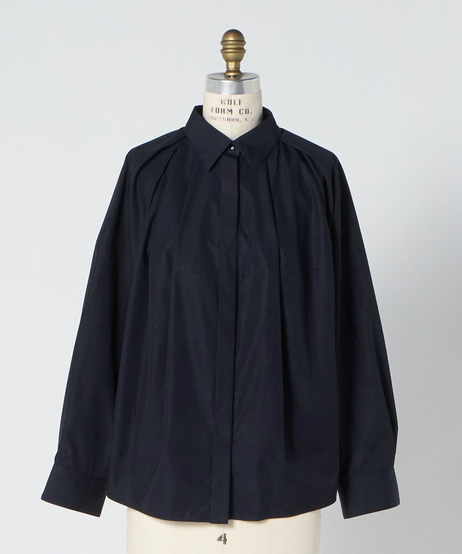 DRAWER FALL2 コットンレギュラーカラーシャツ ドゥロワー トップス シャツ・ブラウス ホワイト ネイビー【送料無料】のサムネイル