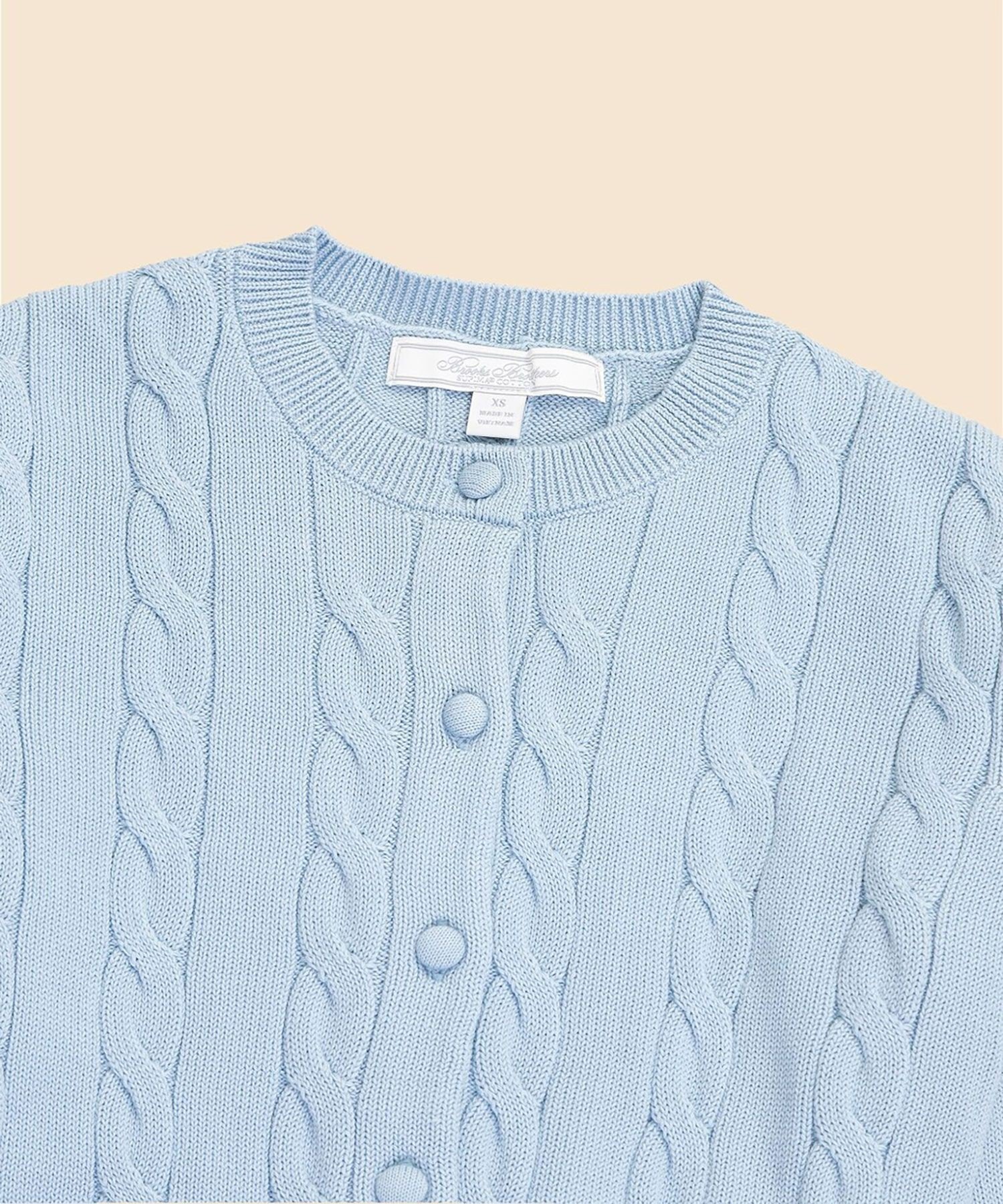 BROOKS BROTHERS スーピマコットン ケーブル クロップド クルーネックカーディガン ブルックス ブラザーズ トップス カーディガン ブルー【送料無料】