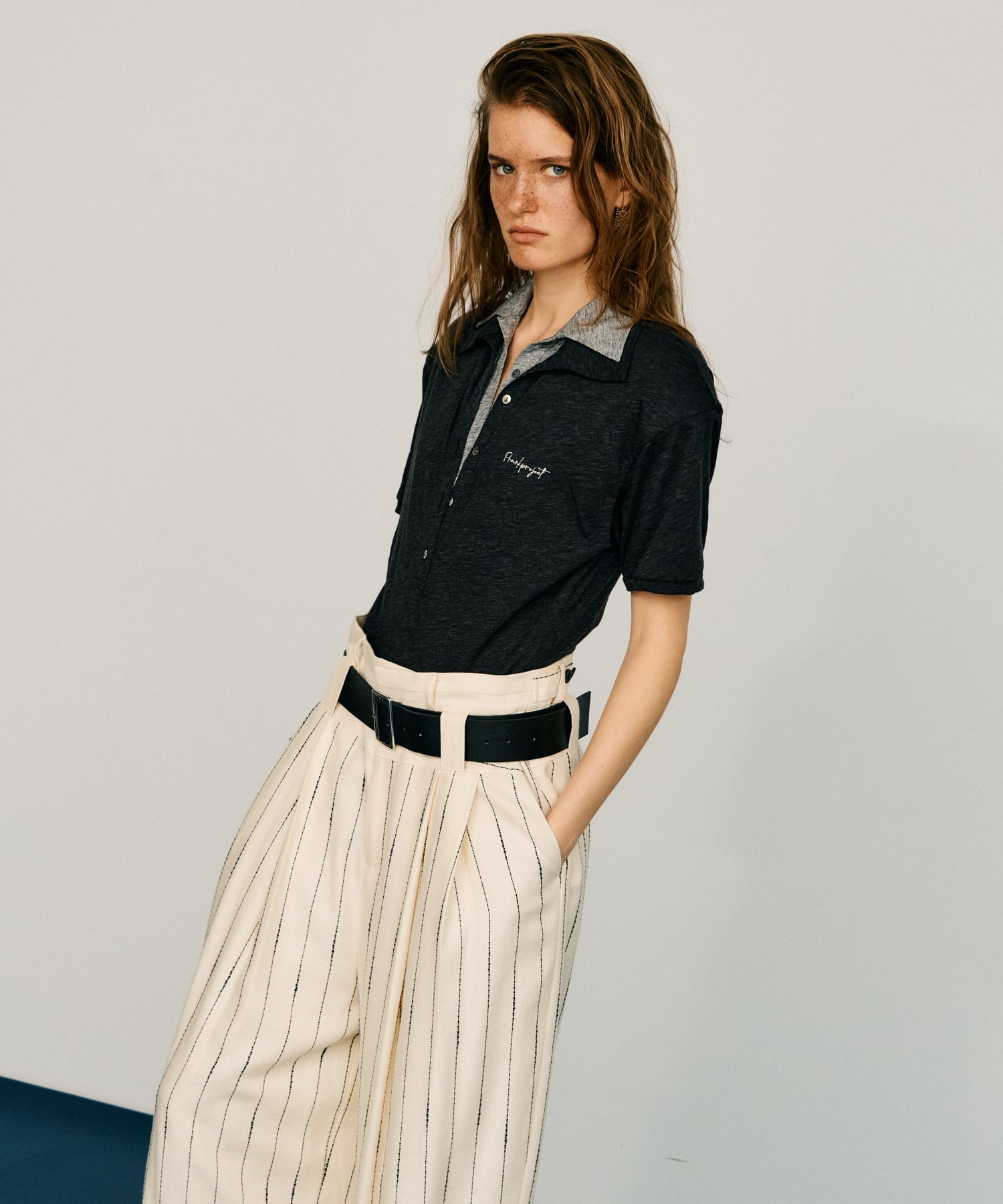PRANK PROJECT ダブルカラーポロボディスーツ / Double Collar Polo Bodysuit プランク プロジェクト トップス カットソー・Tシャツ ブラック【送料無料】