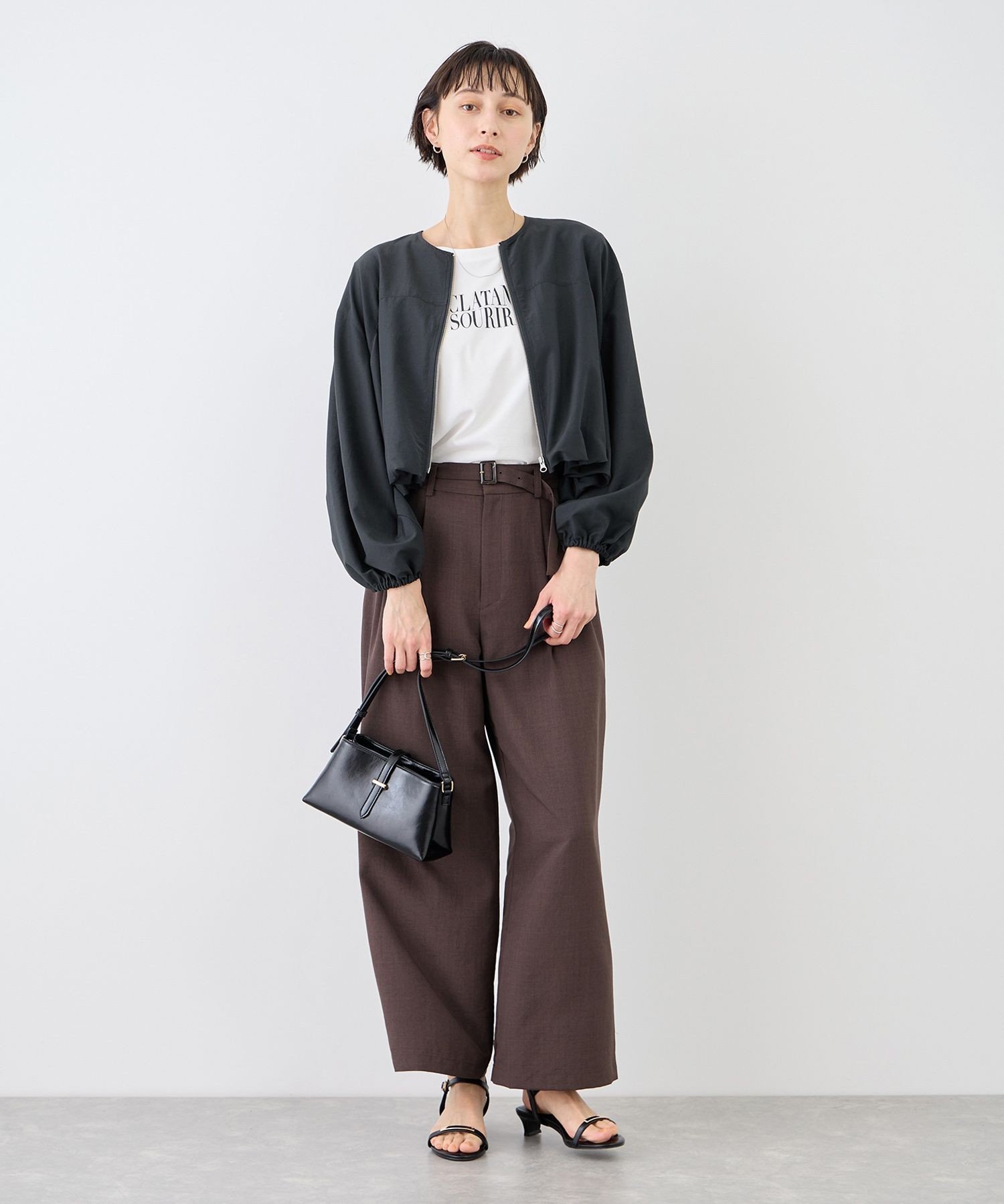 【SALE／50%OFF】ROPE' PICNIC バルーンシャツブルゾン ロペピクニック ジャケット・アウター ブルゾン・ジャンパー グレー ブラウン stylife-15629986 Rakuten Fashion サンプル画像3