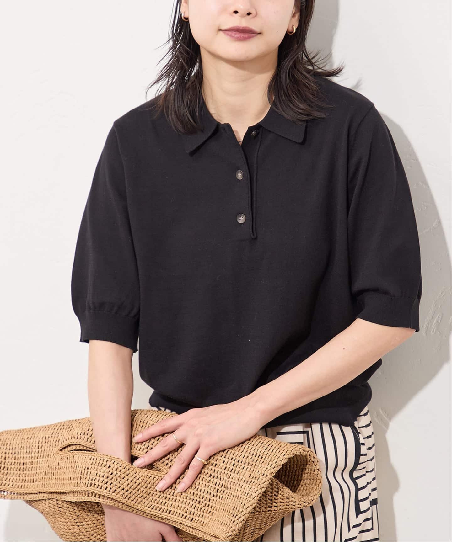 【SALE／30%OFF】JOURNAL STANDARD 《追加2》ウォッシャブル ポロシャツ ジャーナル スタンダード トップス ニット ネイビー ブラック【送料無料】