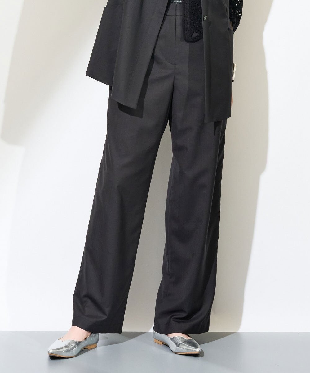 （小さいサイズ） [セットアップ対応]ファインウールセミワイドパンツ メゾンドゥサンク パンツ その他のパンツ ブラック