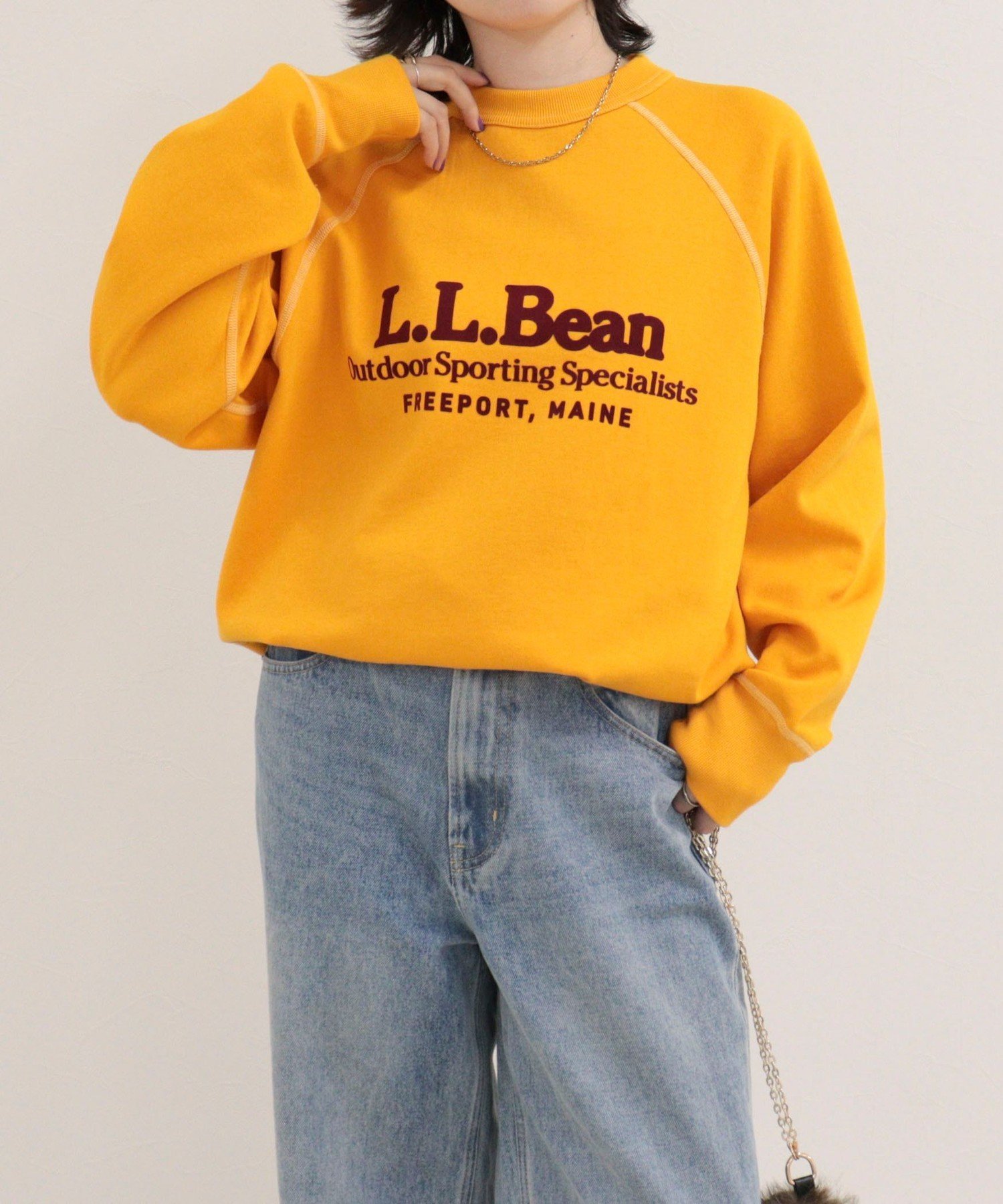 fredy emue 【L.L.Bean/エル・エル・ビーン】Portage Crewneck Sweatshirt フレディ アンド グロスター トップス スウェット・トレーナー イエロー ネイビー ブラウン【送料無料】