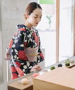 URBAN RESEARCH ROSSO 綿麻ゆかた 薔薇 アーバンリサーチロッソ 着物・浴衣・和装小物 浴衣 ネイビー【送料無料】