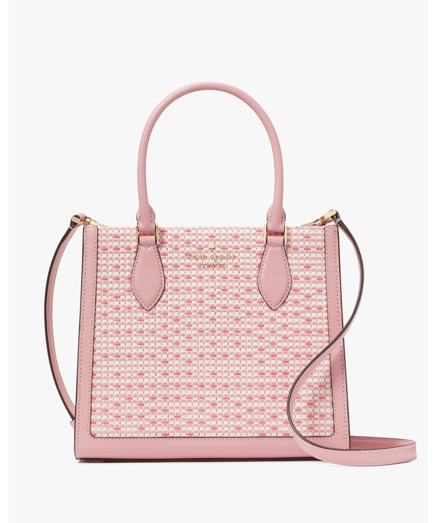 【SALE／50%OFF】kate spade new york エリー ストロー ツイード スモール トート ケイトスペードニューヨーク バッグ トートバッグ ピンク【送料無料】