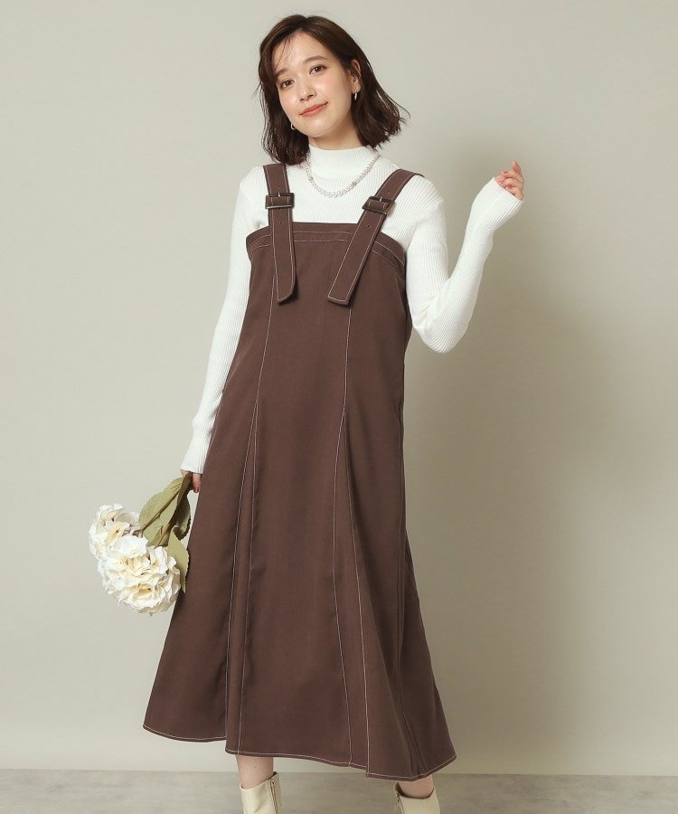 【SALE/30%OFF】ITS' DEMO 【手洗い可】ショルダーベルトジャンスカ イッツデモ ワンピース・ドレス ジャンパースカート ブルー ブラウン ベージュ【送料無料】