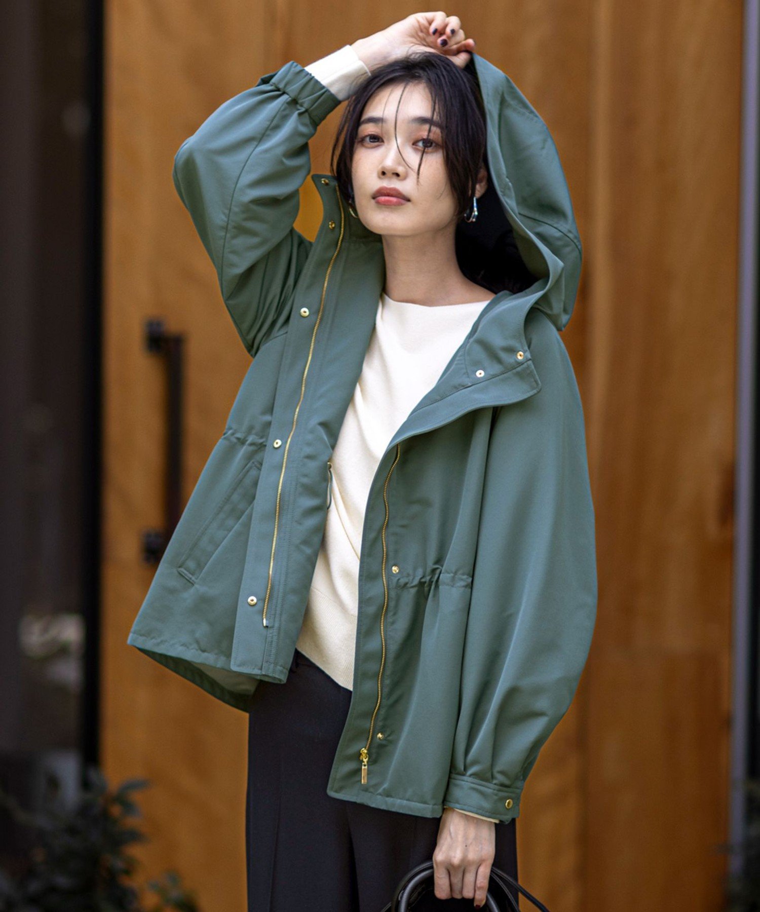 【SALE／20%OFF】ANY SIS フーディショート ブルゾン エニィスィス ジャケット・アウター ブルゾン・ジャンパー ブラウン ネイビー ブラック【送料無料】