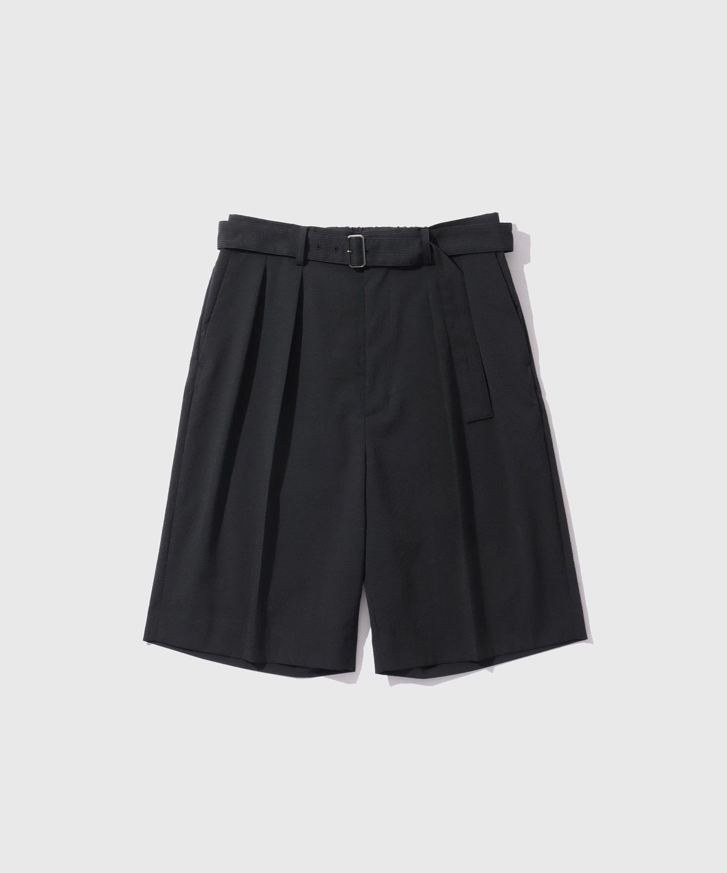 ADAM ET ROPE' HOMME シアサッカー ベルテッドイージーショーツ アダムエロペ パンツ その他のパンツ ブラック ブラウン【送料無料】
