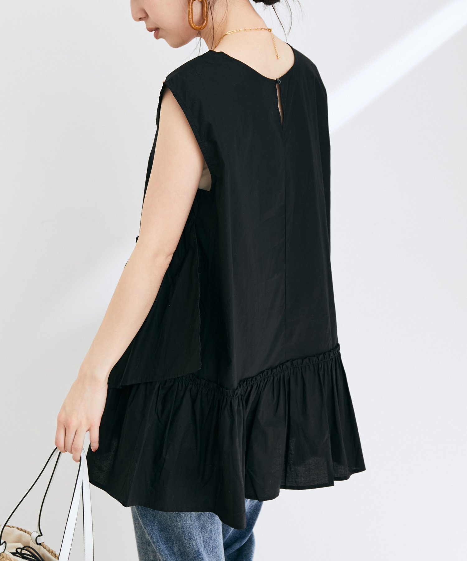 【SALE／30%OFF】VIS 【WEB限定】コットン変形ティアードブラウス ビス トップス シャツ・ブラウス ブラック ホワイト イエローのサムネイル