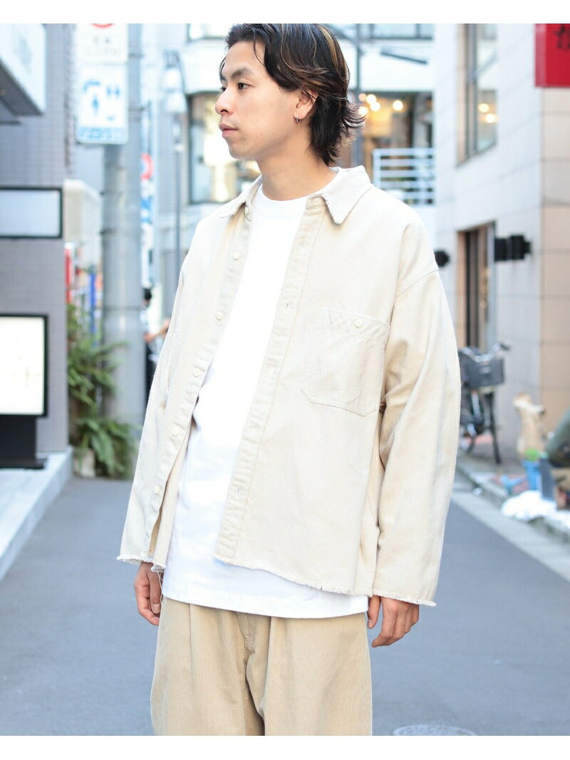 【SALE／60%OFF】BEAMS MEN BEAMS / カットオフ イージー ネルシャツ ビームス アウトレット トップス シャツ・ブラウス ホワイト グレー【送料無料】