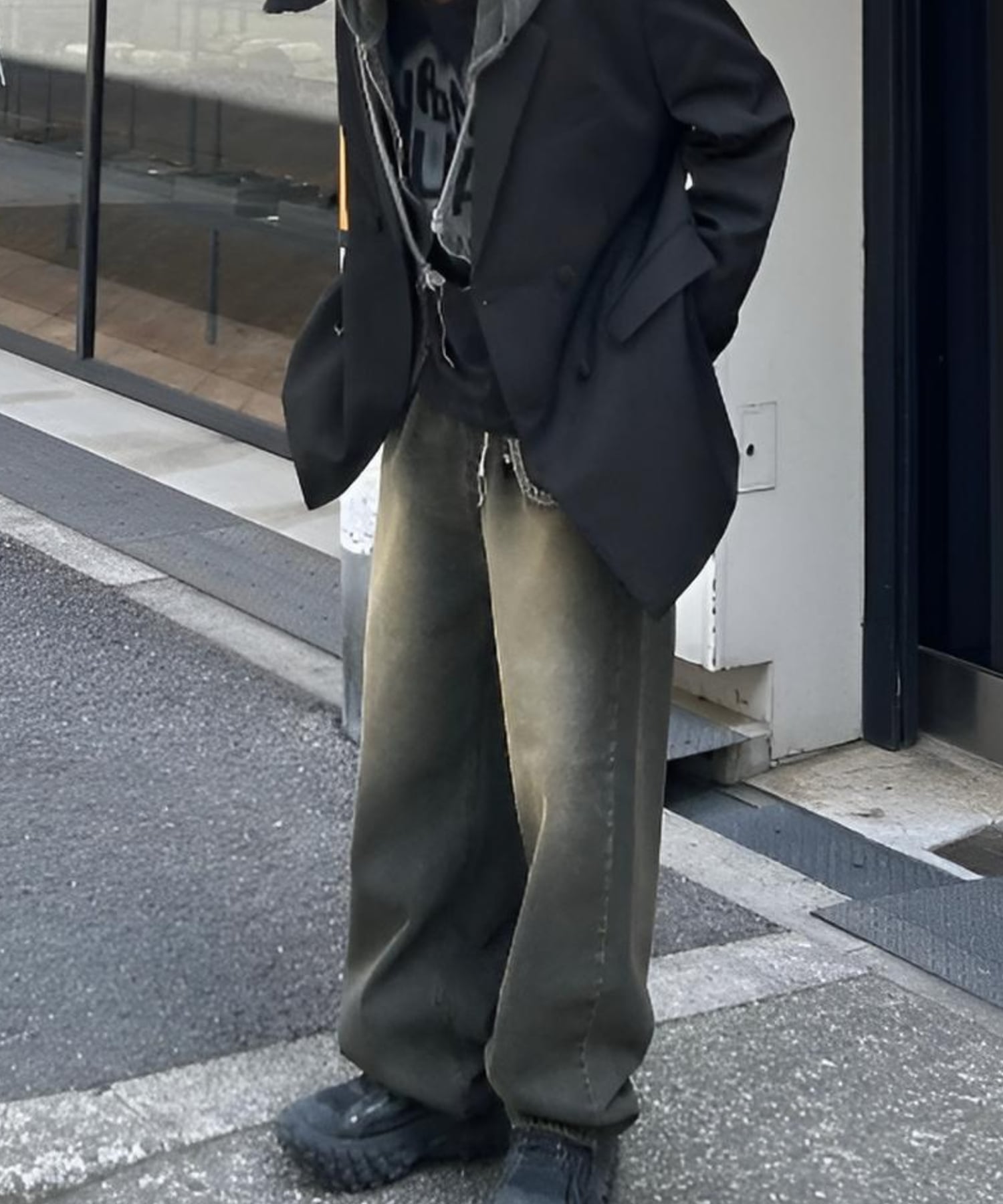 + 【Chikashitsu +】vintage wash semi wide denim pants 2 ジーンズ ジーパン デニム ネバーマインドザエックスユー／チカシツプラス パンツ ジーンズ・デニムパンツ イエロー