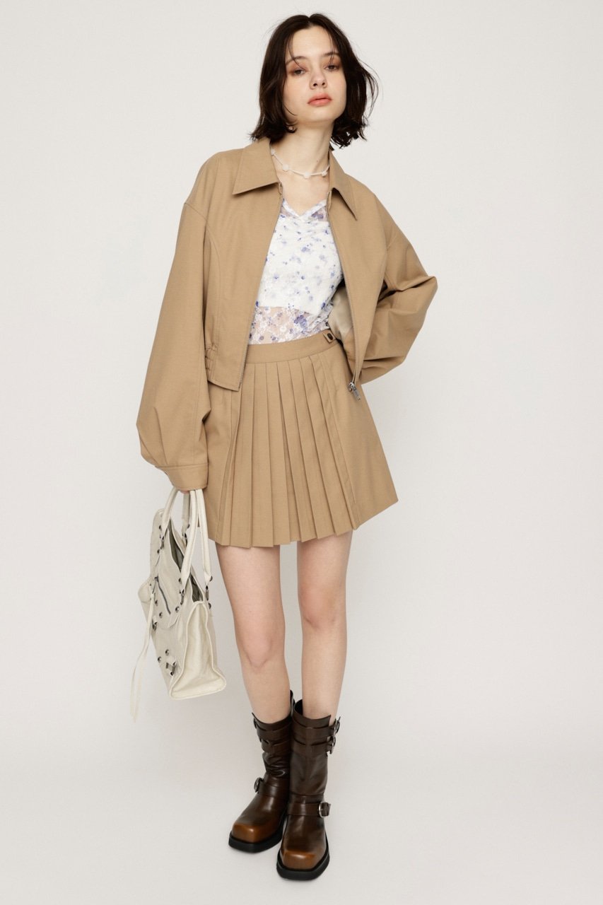 SLY FRONT PLEATS ショートスカート スライ スカート ミニスカート ネイビー ベージュ【送料無料】