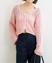 【SALE/30%OFF】U by SPICK&SPAN Vネックオープンステッチルーズカーデ ユーバイスピックアンドスパン トップス カーディガン ピンク ホ...