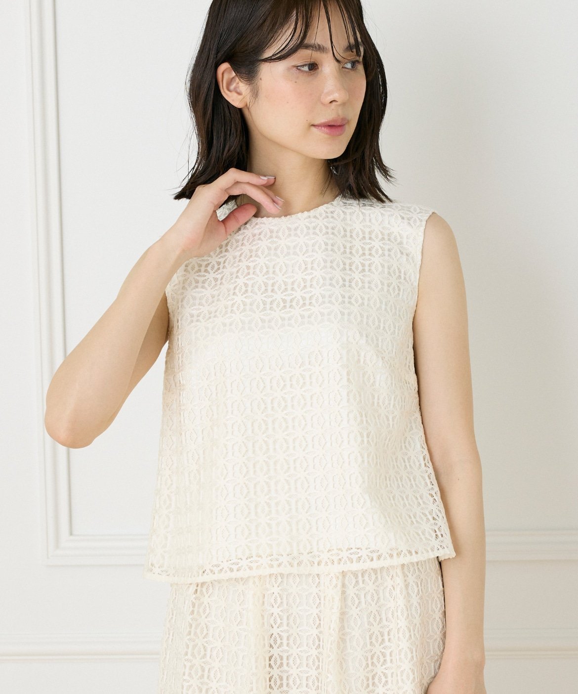 【SALE／50%OFF】INED ノースリーブレースブラウス イネド トップス シャツ・ブラ...
