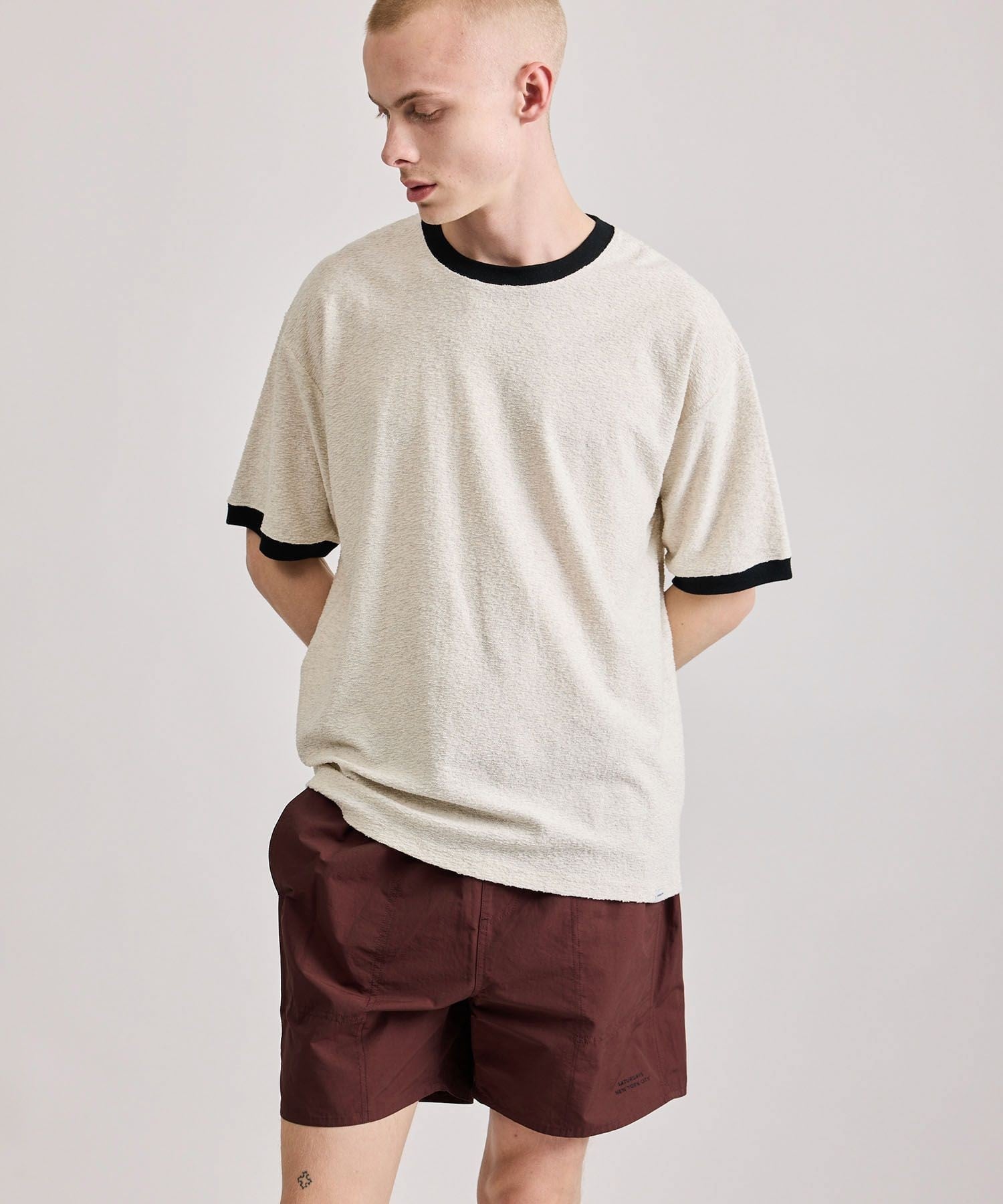 【SALE／40%OFF】Saturdays NYC Ringer Relaxed SS Tee サタデーズ　ニューヨークシティ トップス カットソー・Tシャツ グレー ホワイト【送料無料】