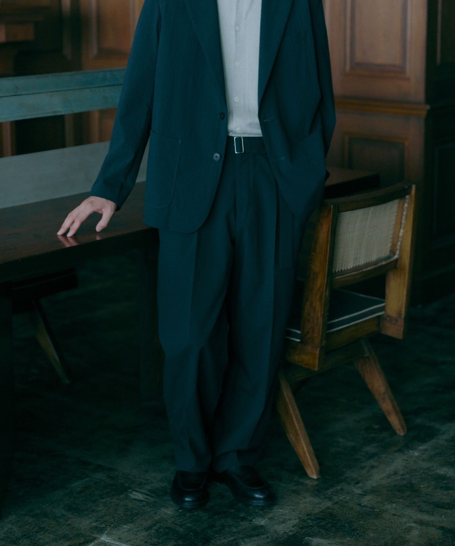 ADAM ET ROPE' HOMME シアサッカー ベルテッド イージーパンツ アダムエロペ パンツ その他のパンツ ブラック ブラウン【送料無料】