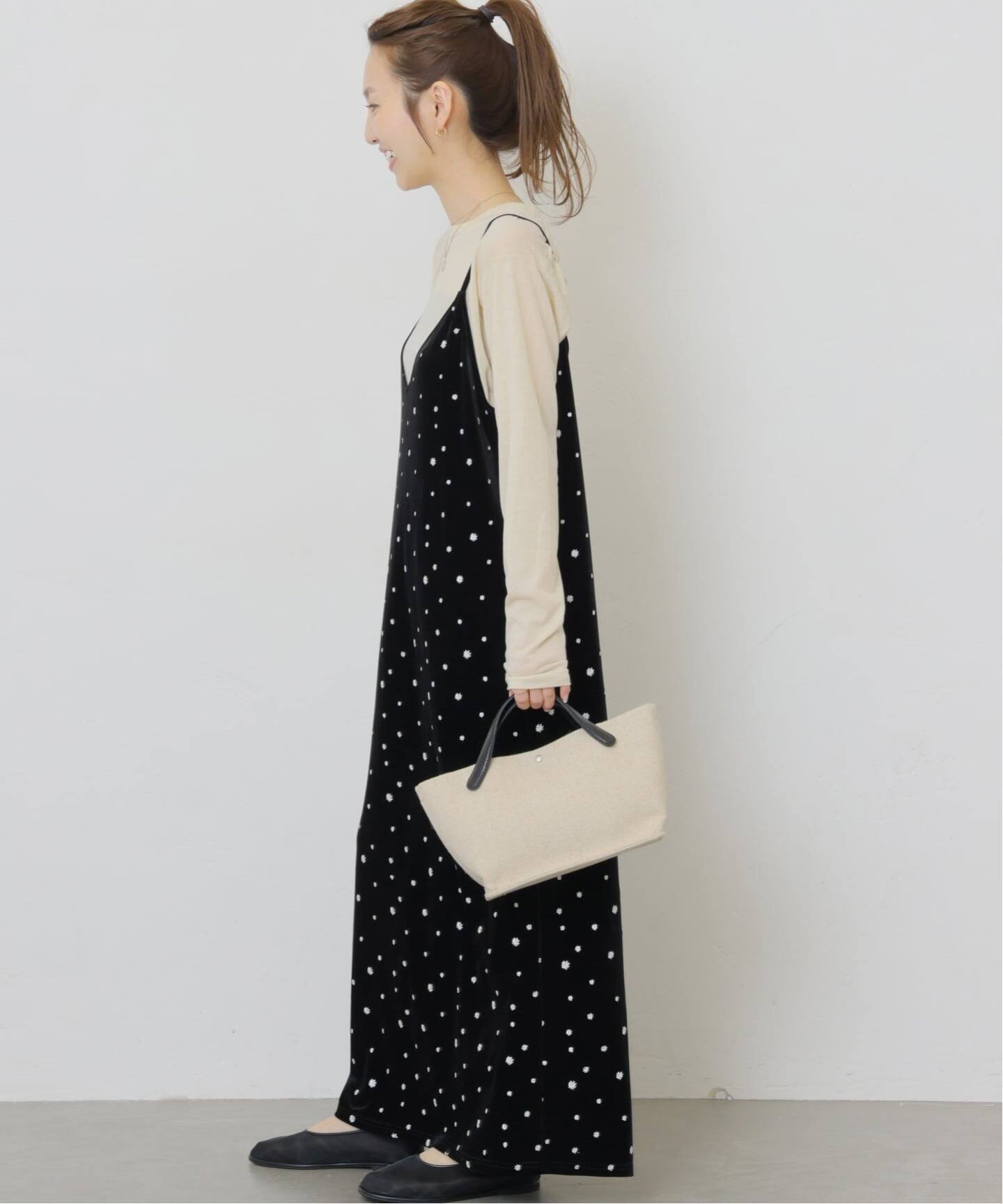 JOURNAL STANDARD relume 《WEB限定予約》小花刺繍ベロアキャミワンピース ジャーナル スタンダード レリューム ワンピース・ドレス ワンピース ブラック