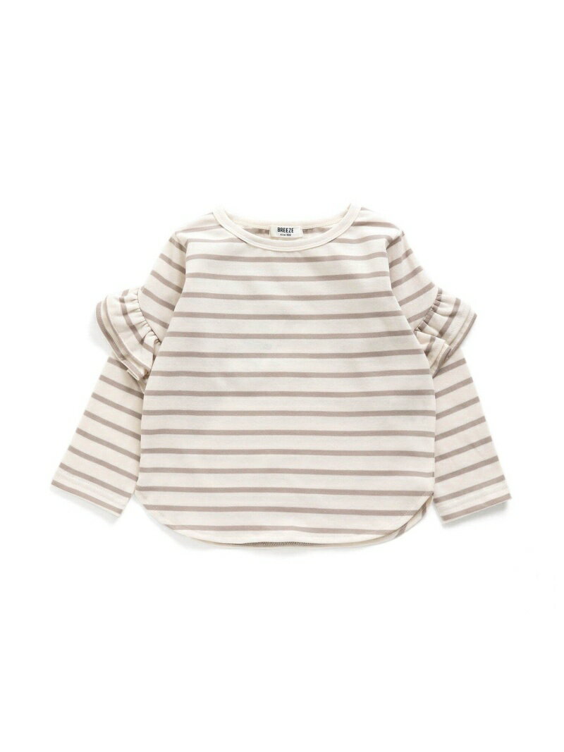 BREEZE ボーダーフリルロンT エフオーオンラインストア トップス カットソー・Tシャツ ベージュ ブラックのサムネイル