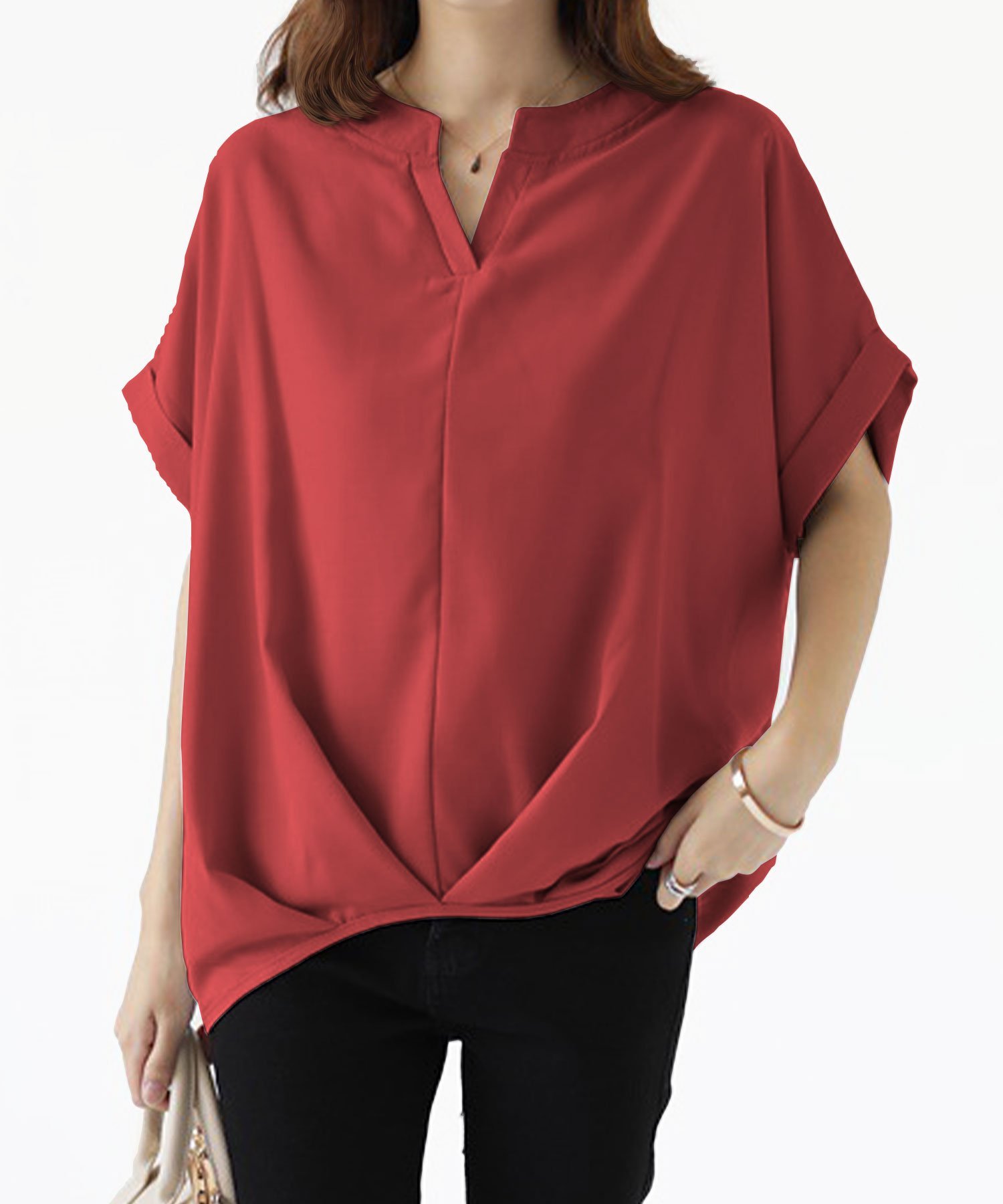 トップス　ネイビー　レッド　２色まとめ　新品 楽天市場】ネイビー（カラーレッド）（シャツ・ブラウス