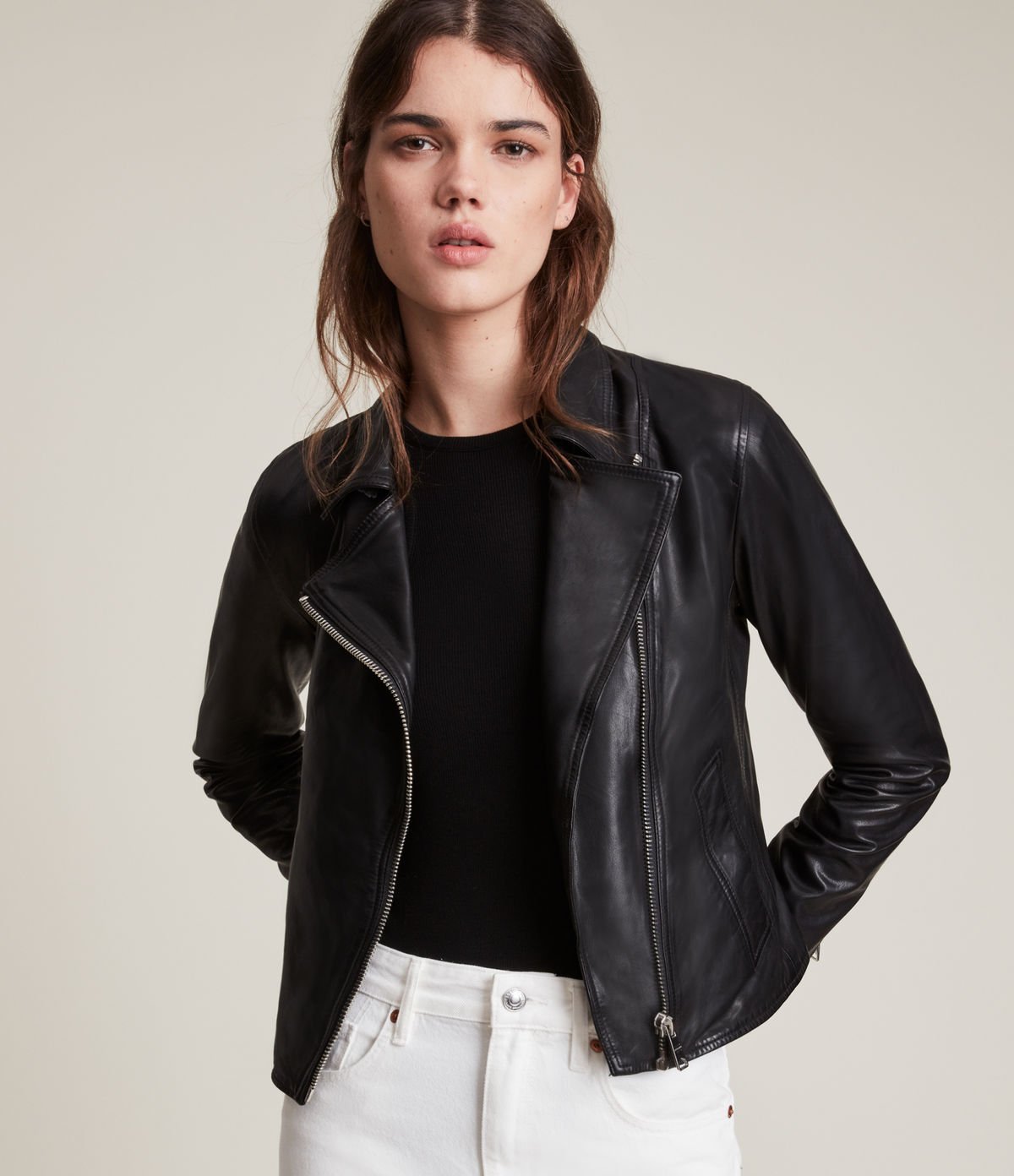 ALLSAINTS VELA BIKER オールセインツ ジャケット・アウター ライダースジャケット ブラック ホワイト