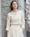 【SALE/30%OFF】自由区 L 【洗える/セット可】エンブロイダリーリネン前開き シャツブラウス ジユウク トップス シャツ・ブラウス ネイビー イエロー ホワイト【送料無料】(4)
