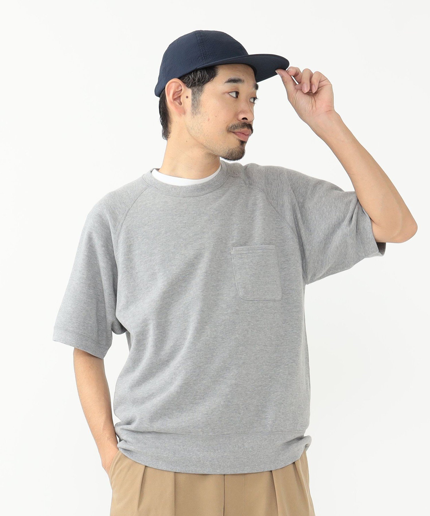 ループウィラー トレーナー メンズ BEAMS PLUS LOOPWHEELER * BEAMS PLUS / 別注 Extra Light Short Sleeve Sweat ビームス メン トップス スウェット・トレーナー グレー ホワイト【送料無料】