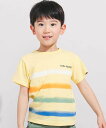 BeBe 水彩風カラーボーダースラブ天竺半袖Tシャツ(80~150cm) ベベ オンライン ストア トップス カットソー・Tシャツ ホワイト イエロー【送料無料】