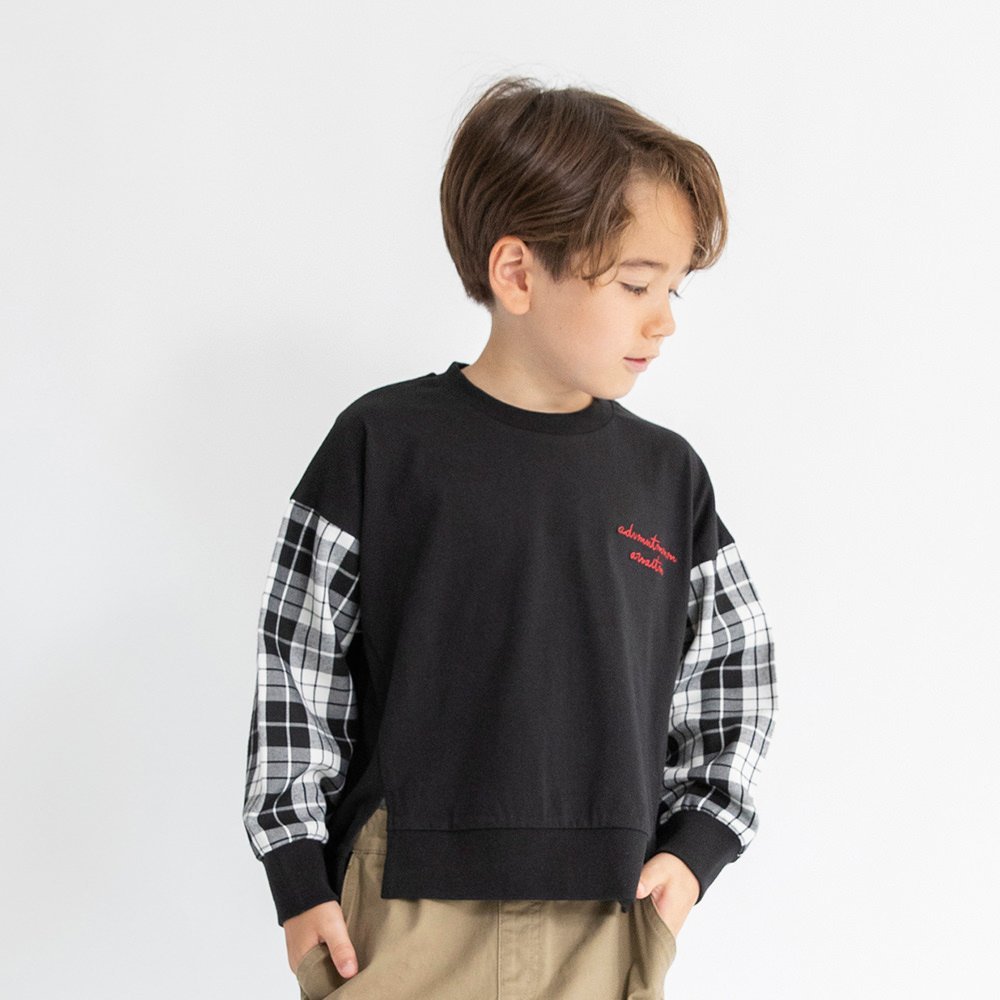 【SALE／10%OFF】branshes 【おそろい】チェック柄長袖Tシャツ ロンT ブランシェス トップス カットソー・Tシャツ イエロー ブラックのサムネイル