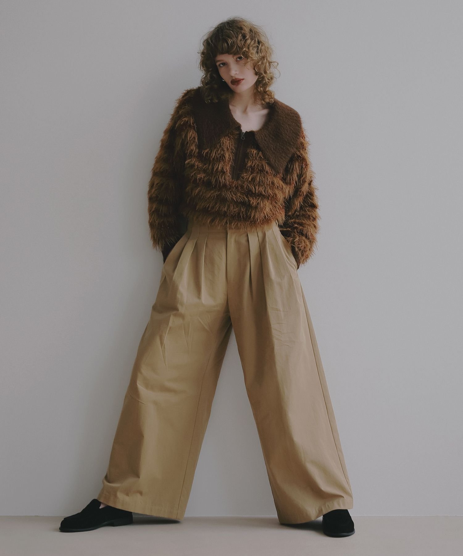 【EF(エフ)】ボーダーシャギーニット(WOMEN) ベイフロー トップス ニット ブラウン ネイビー