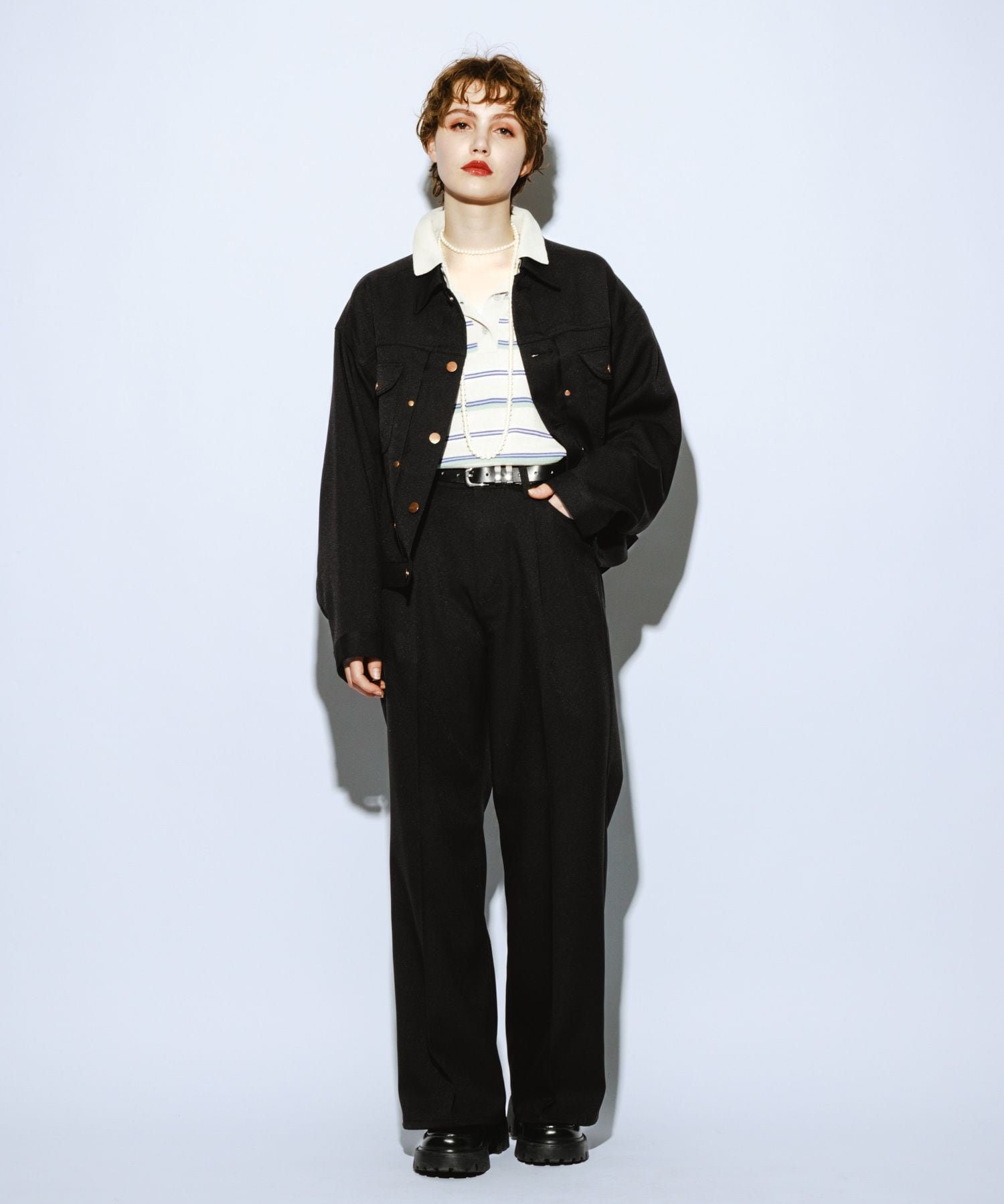 RAGEBLUE 【WOMENS】Wrangler別注タックストレートパンツ レイジブルー パンツ ジーンズ・デニムパンツ ブルー ブラック