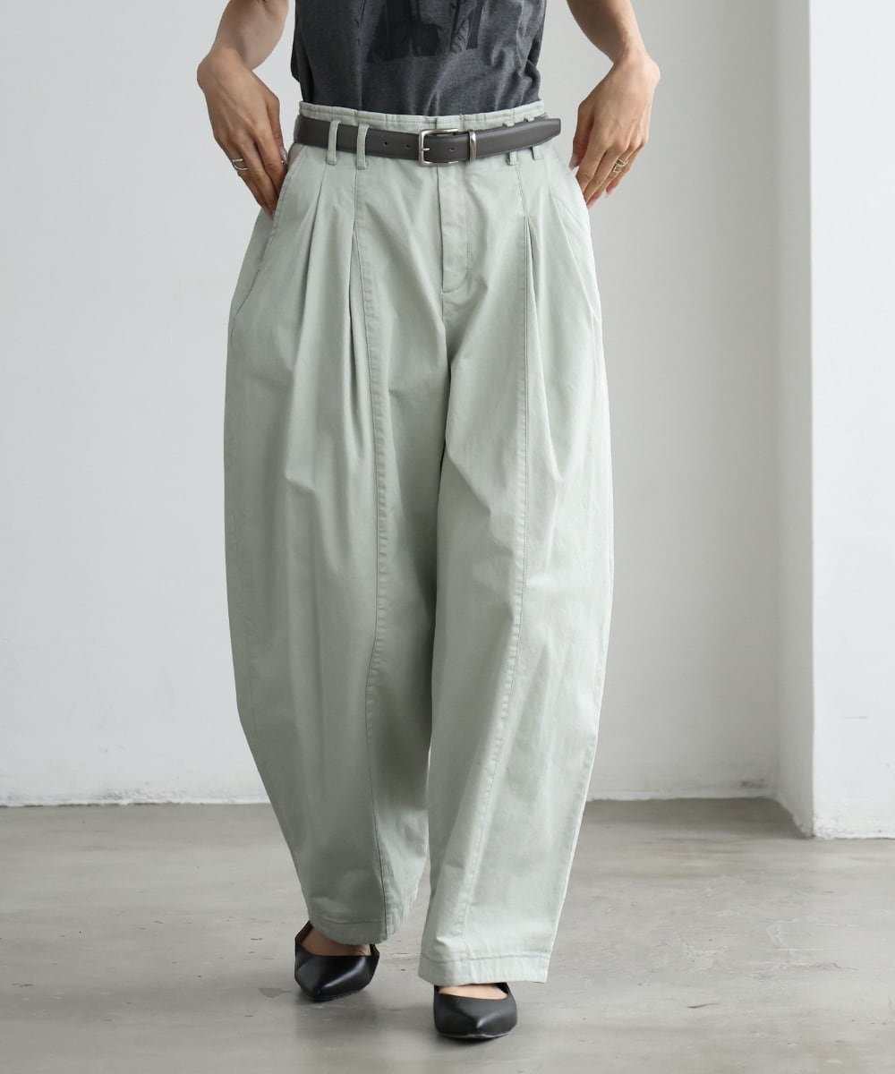 MICHEL KLEIN チノバレルパンツ ミッシェルクラン パンツ その他のパンツ ベージュ グリーン